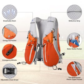 Expansea 7L Running Vest for Men and Women, Running Backpack with 500 ml Water Bottle, Multifunctional Ultralight Reflective Running Vest for Running, Cycling, Trails, Marathons, Camping