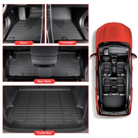 Wayhigh Floor Mats and Cargo Mat Set Fit for Honda Passport 2019-2024 2025 TPE Car Mats Waterproof Heavy Duty Rubber Floor Liners Passport Accessories