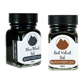 Monteverde 60ml Core Fountain Pen Ink Bottle (30ml Blue/Black Ink Bottle G309BB, 30ml Red Velvet Ink Bottle G309RV)