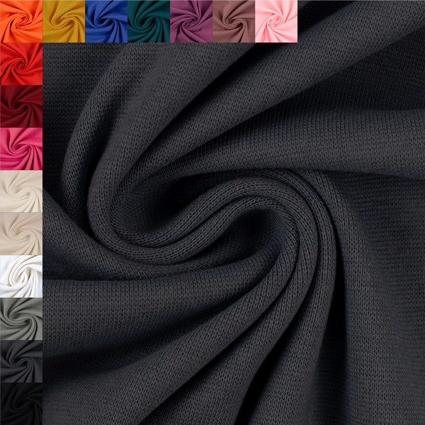 Swafing Vanessa Cotton Jersey Plain Coupon (Dark Anthracite, 1.0 m)