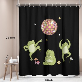 EGLGCC Funny Frog Shower Curtain Kids Cute Fun Black Dark Dancing Disco Cartoon Animal Children Child Anime Cool 60x72 Inch Fabric Polyester Cloth Washable Bathroom Decor 12 Hooks