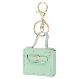 PATIKIL PU Leather Handbag Keychain, Coin Purse Keychain Earphone Pouch Handbag Decoration Purse Charm Cute Pendant Keychain, Green