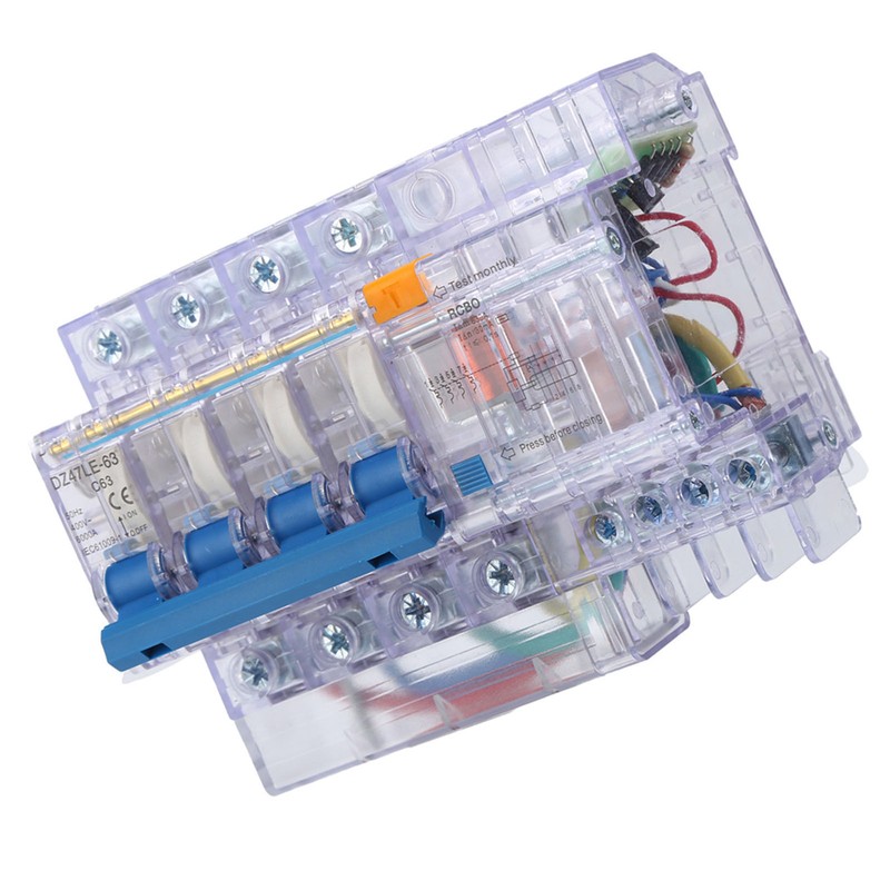 DZ47LE-63 2P C63 Small Circuit Breaker Transparent Household Earth Leakage