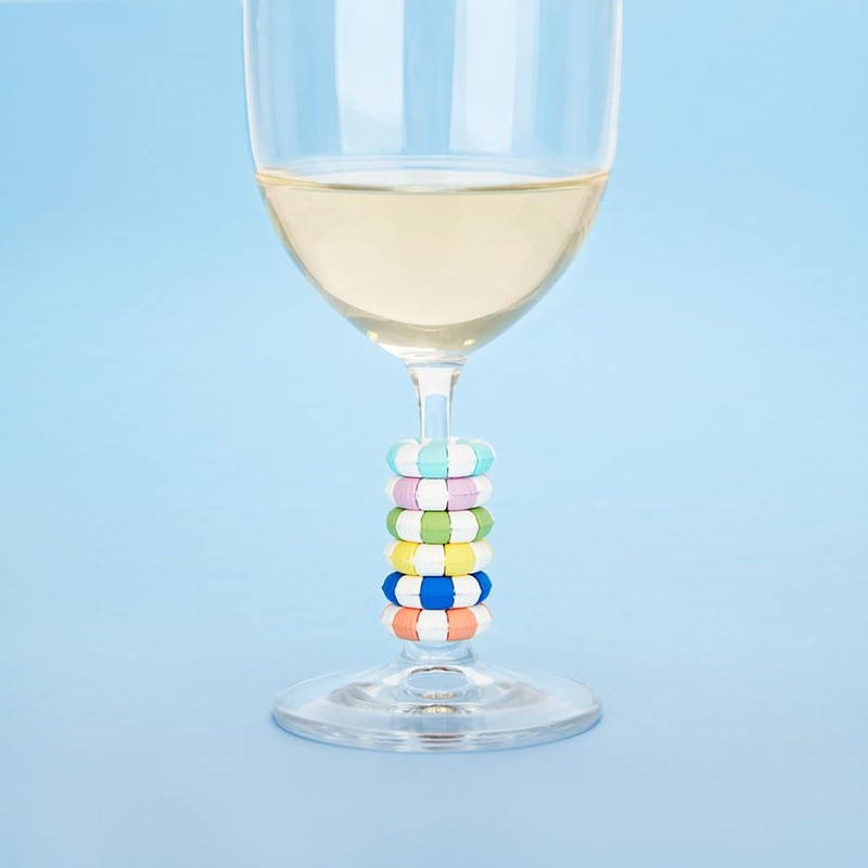 balvi Drinking Glass Marker Floats Swimming Rings in Retro Design