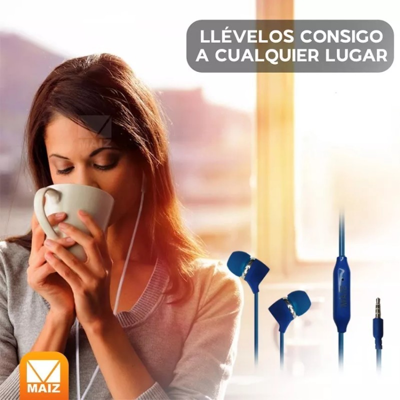 Maíz Audifonos In-ear Alambricos Pc Jack 3.5mm Manos Libres