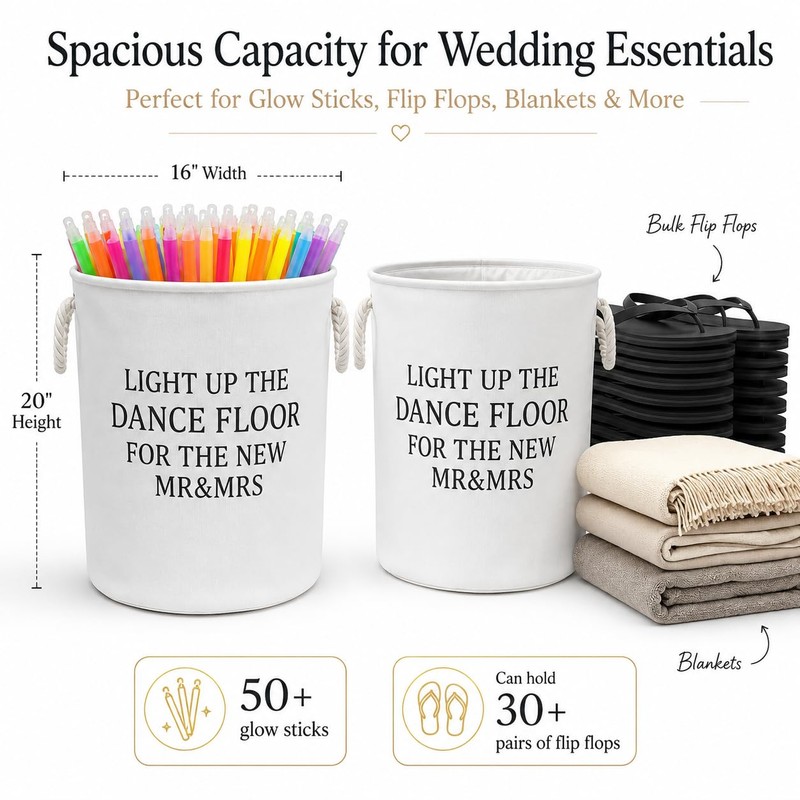 2 Pcs White Large Wedding Baskets with Handles 15.75 Inch
