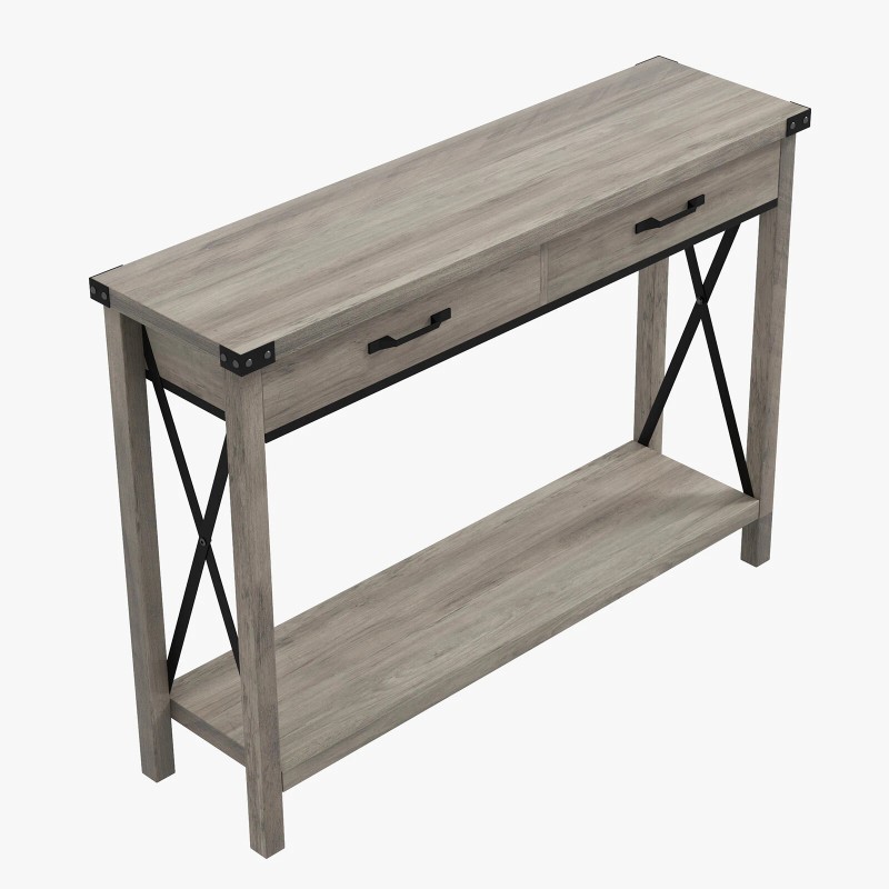 Modern Console Table with 2 Drawers, Long Narrow Sofa Table