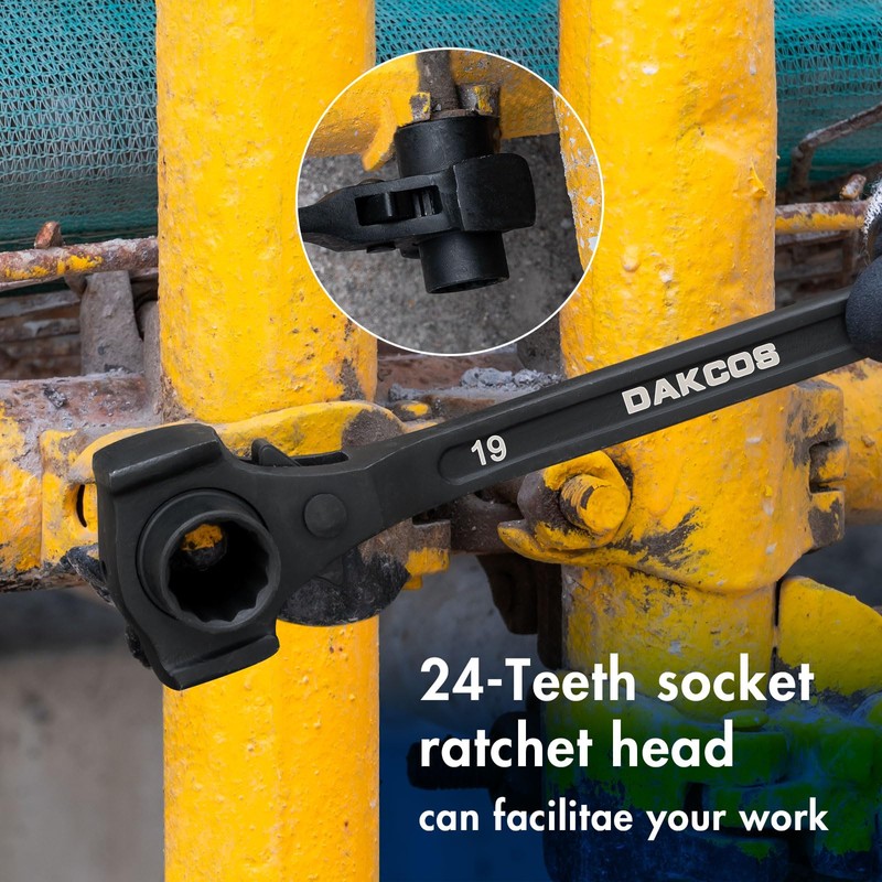 DAKCOS 3/4" x 7/8" Ratchet Spud Wrench with Hammer Head,