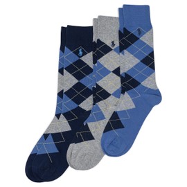 Polo Mens Argyle Slack Crew Sock 3 Pair Pack, Navy, Men's Shoe Size 6-12.5, Blue, 6-12