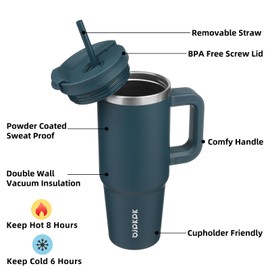 BJPKPK 30 oz Tumbler With Handle Insulated Tumblers With Lid And Straw Stainless Steel Thermal Cup,Navy Blue