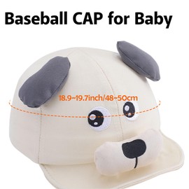 INTEGOO Toddlers Baseball Cap Pure Cotton Breathable Sun Hat Cute Cartoon 0-2 Years Old (White Dog)