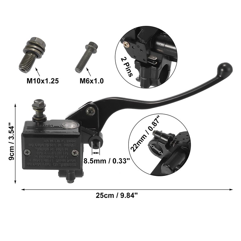 Motoforti Front Black Motorcycle Brake Master Cylinder Pump Lever for