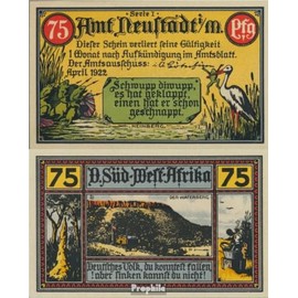 Banknote Neustadt Notgeld: 961.1 Picture 3 german-Southwest uncirculated 1922 75 Pfennig Neustadt Office (money for collectors - no means of payment) Birds