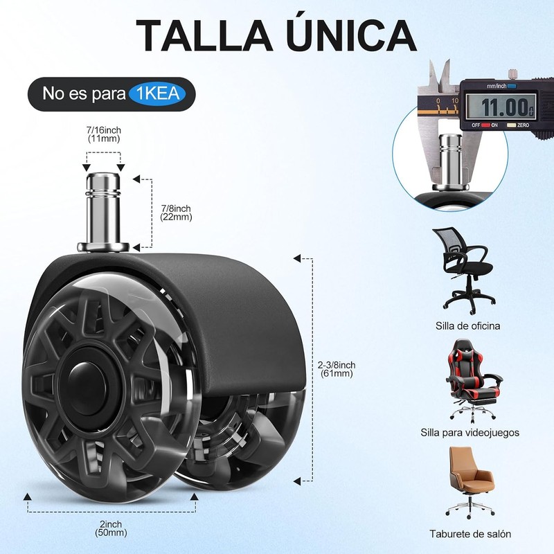 Ruedas para Silla de Oficina,5 Pcs Llantas para Silla Uso