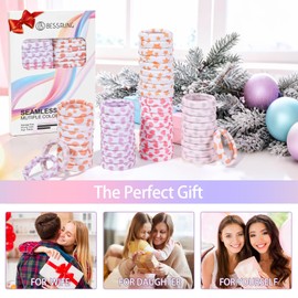 Bessrung 50 PCS Seamless Hair Ties, No Damage Elastics Hair Ties for Women Girls, Soft Stretchy Ponytail Holders for Thin Thick Hair, Snag-Free Hair Bands (Love)