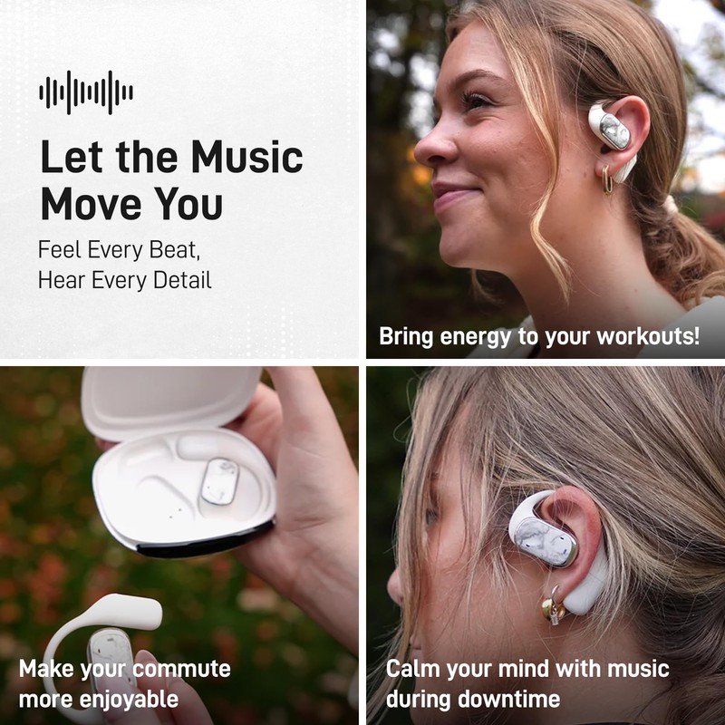 Groovz Open-Ear True Wireless Headphones with Smart Battery Display -
