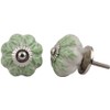 KPAVIR Set of 12 Pieces Leaf Floral Ceramic White Cabinet Knobs Furniture Handle Drawer Pull Vintage Designer (Green)