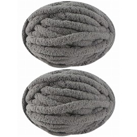 DISDADA Thick Wool for Hand Knitting, 2 Pieces, 500 g, Chunky Yarn Wool for Crochet, Fluffy Soft XXL Wool, Thick for Blanket, Sock Wool, Scarf, Hat (Grey)
