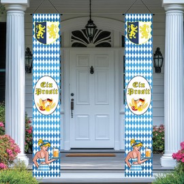 2 pieces Oktoberfest decorative banner, Bavarian Oktoberfest banner, Oktoberfest welcome banner, for Oktoberfest party, indoor, outdoor, hanging decoration (180 x 30 cm)