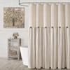 XOGUIBO Farmhouse Shower Curtain Linen Beige Button Woven Fabric Country