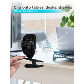 BLACK+DECKER Convertible Cooling Fan - Portable Tabletop and Standing Fan for Home or Office, 4" with 3 Speed Settings and Adjustable Tilt Angle, 2-Pack, Black