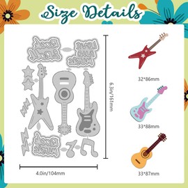 DELORIGIN Guitar Cutting Dies Rock Music Words Dies Cut Metal Die Cuts Embossing Stencils Template Dies for Card Making Decoration DIY Scrapbooking Photo Album Arts Paper Crafts Greeting Card Supplies