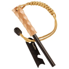 Ferro Rod Fire Starter, Survival Flint and Steel Fire Starter Kit for Hiking, Bushcraft,Camping Essentials Gear, Emergency Supplies - Ideal Gift for Outdoor Enthusiast (Beech Handle)