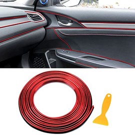 BOAOSI 16.4ft Car Interior Moulding Trim Car Decorative Filler Insert Strips with Installation Tool, Flexible Electroplating Decoration Styling Door Dashboard Strip