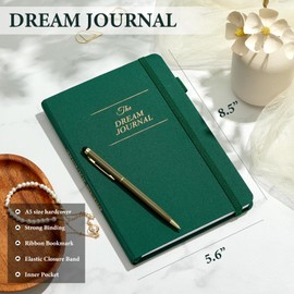 JUBTIC Dream Journal – Hardcover Dream Notebook, Guided Dream Diary to Record and Track Your Dreams, Interpretations and Thoughts before Sleeping. Ideal Gift for Women, Girls, Men(Dark Green)