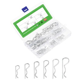 sourcing map 60Pcs 6 Sizes Zinc-Plated Carbon Steel R Shaped Spring Cotter Pins Set, R Clips Cotter Pin Spring Fastener for Household Appliances, Car Mechanics Repair (White)