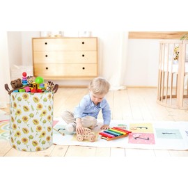 Sanjiaofen Girls Laundry Hamper,Sunflower Laundry Basket Collapsible Girls Storage Baskets for Home Decor,Office,Toy Organizer,(Sunflower)