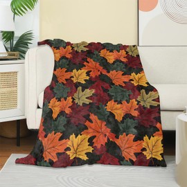 UNDAHIS Maple Leaf Theme Blanket, Soft Warm Cozy Throw Blanket Gifts for Adults Kids Women, Lightweight Fuzzy Comfy Flannel Blankets for Couch, Travel, Car, House Decor 60×50 Inch