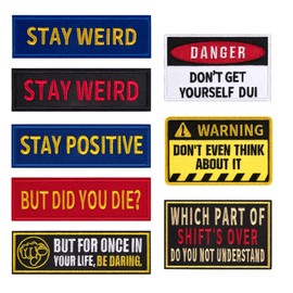 bvya 8 Pack Embroidered Patches Hook Backing Emblem Badge Applique Patch for Biker Motorcycle Backpack Caps Hats Uniform