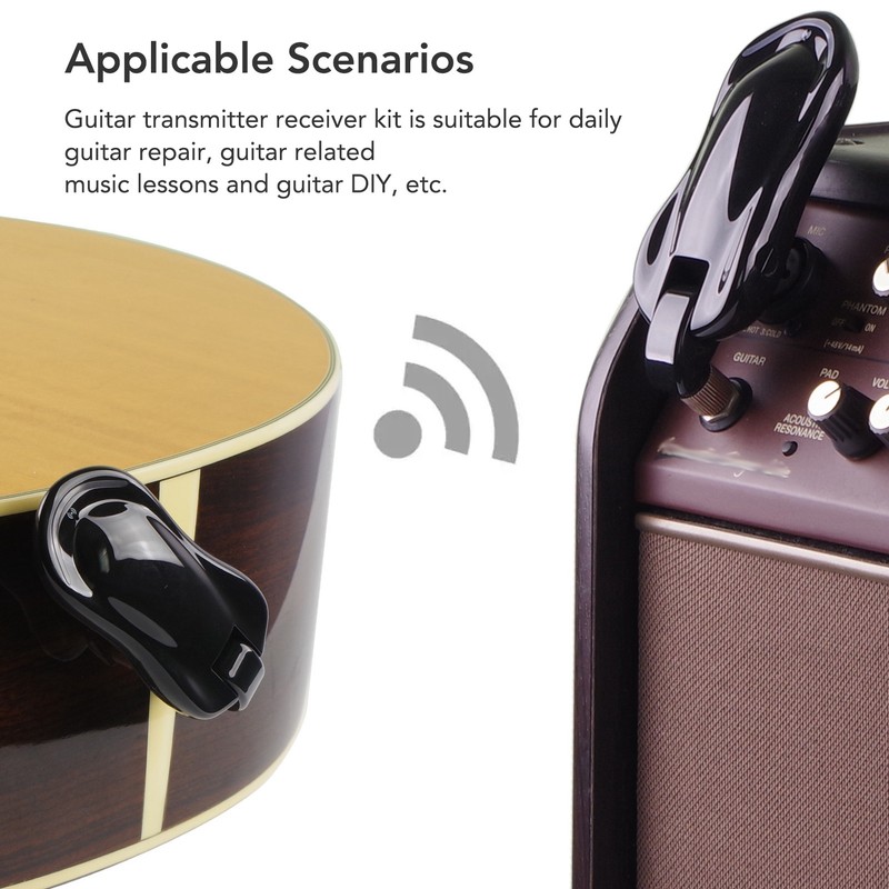 Black Guitar Wireless Transmitter Receiver Kit with Reverberation Type C