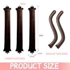 Moguri 3 Stück Hitzefreier Lockenwickler, Lockenwickler zum Ausschlafen, hitzefreie Locken über Nacht,Flexi Stangen mit Haken, hitzefreier Lockenstab für alle Haartypen