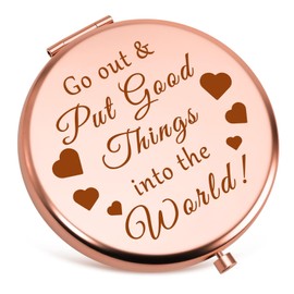 Encouragement Gifts for Women Compact Makeup Mirror Inspirational Gift for Her Daughter Girlfriend Sister Wife Best Friend Christmas Birthday Graduation Presents Folding Makeup Mirror Rose Gold