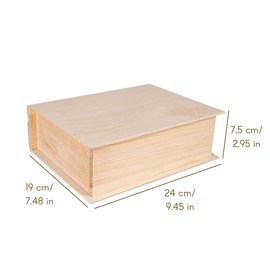 Creative Deco Book Box Wooden Box with Lid | 24 x 19 x 7.5 cm | Storage Box Wooden Box Box Book Box Box | Ideal for Valuables, Toys, Tools
