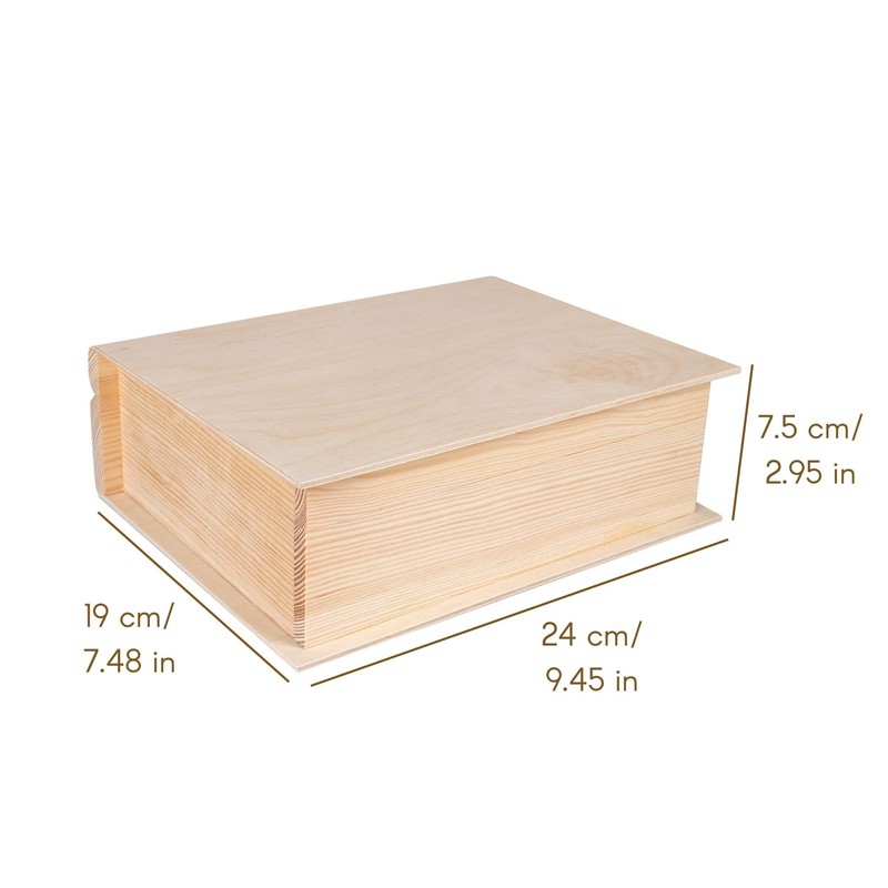 Creative Deco Book Box Wooden Box with Lid | 24