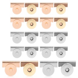 Tinoaly 10 Pairs Seamless Magnetic Buckle Clasps, Gold and Silver, No Sewing, Magnetic Snap Fasteners for DIY, Clothing, Purses, Wallets and More