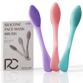Rena Chris 3 Pcs Silicone Face Scrubber, 3 in 1 Face Mask Applicator & Facial Cleansing Brush, Pore Brush for Exfoliating, Blackhead, Skincare Applicator Tools