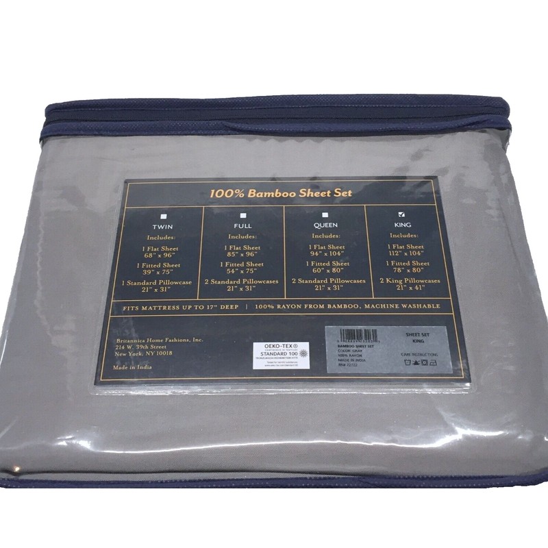 Pendleton Gray King 100% Bamboo Twill Sheet Set Pendleton Rayon