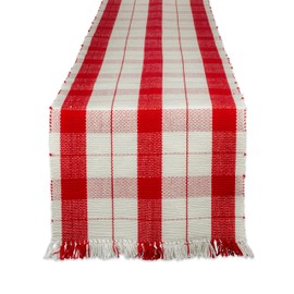 DII Christmas Basics Cotton Holiday Tabletop Collection, Table Runner, 13x72, Red Tinsel
