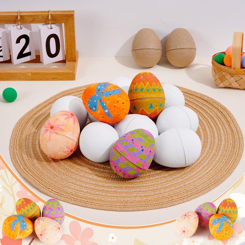 ARCTURINE Paper Mache Easter Eggs, Cardboard Paper Eggs to Decorate