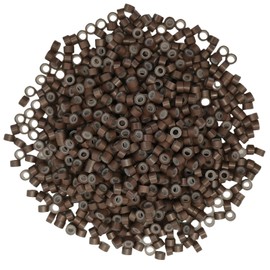 AYIBO 1000Pcs MicroLink Beads for Hair Extensions, 5mm Silicone Lined Beads Microlink Rings Hair Extensions Tool, Brown