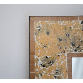 Zorigs Mirror Wall Art Décor – Handcrafted Decorative Wall Mirror, Golden Yellow and Tan Mosaic Mirror, 32” x 24” Rectangle Mirror for Hallway, Bedroom, Bathroom, Living Room