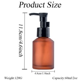 2Pcs 60ml/2oz Empty Frosted Glass Wine Red Lotion Pump Bottles with Black Lock Pump Top Refillable Travel Soap Dispenser Cosmetic Press Bottle Containers for Essence Shampoo