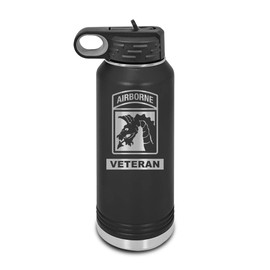 XVIII 18th Airborne Corps Veteran Laser Engraved Water Bottle Customizable Polar Camel Stainless Steel with Straw - contingency corps fort bragg nc Black 32 oz