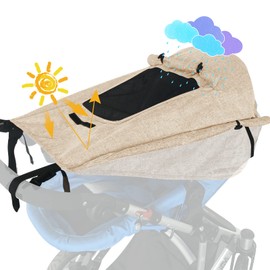 WD&CD Buggy Sun Shade Universal Pram Sunshade Sun Cover for Strollers Pushchairs UV Protection Water Resistant Easy to Install, Khaki