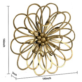 Remenna Metal Wall Art-Metal Flowers Wall Decor Gold Wall Decorations for Bedroom Bathroom Living room Outdoor Garden