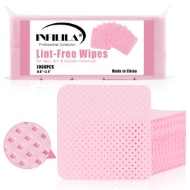 NXJ INFILILA Lint Free Nail Wipes, 1000PCS Non-Woven Fabric Dry Nail Prep Wipes, Absorbent Acetone Nail Polish Remover Lash Extensions Glue Nail Cleaning Pads for Salon Supplies (Pink)